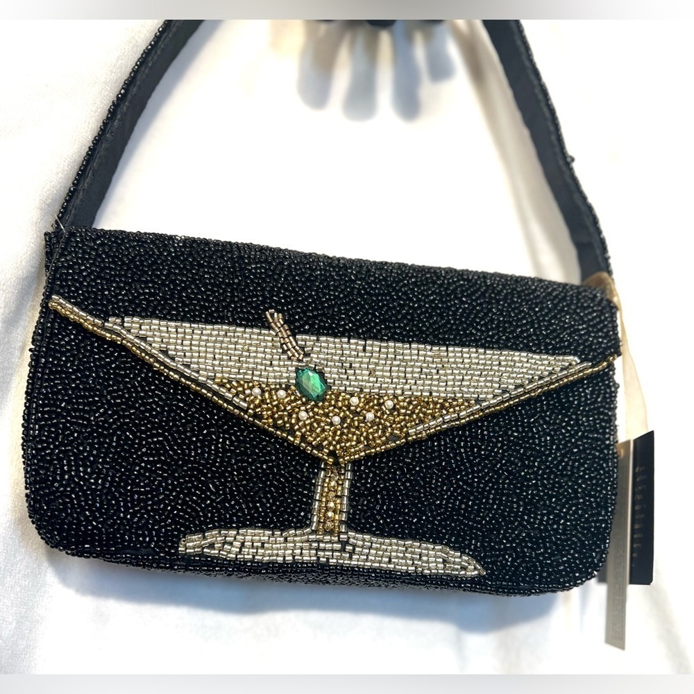 🍸🍸MADE IN INDIA STUNNING VIRAL HANDCRAFTED BEADED MARTINI BAG🍸🍸NWT - Picture 12 of 14